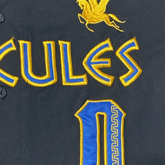 Walt Disney Hercules Hero Blue Baseball Jersey #0 Sz M - Picture 2 of 11